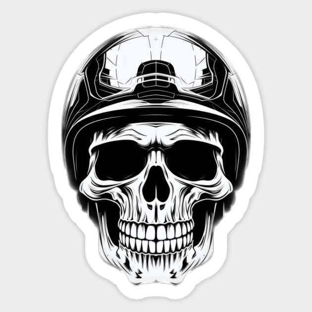 Skull with Helmet Sticker by Merchgard